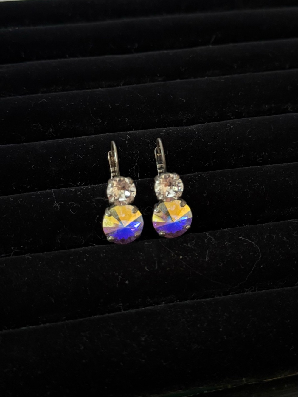 Crystal and Aurora Borealis Drop Earrings